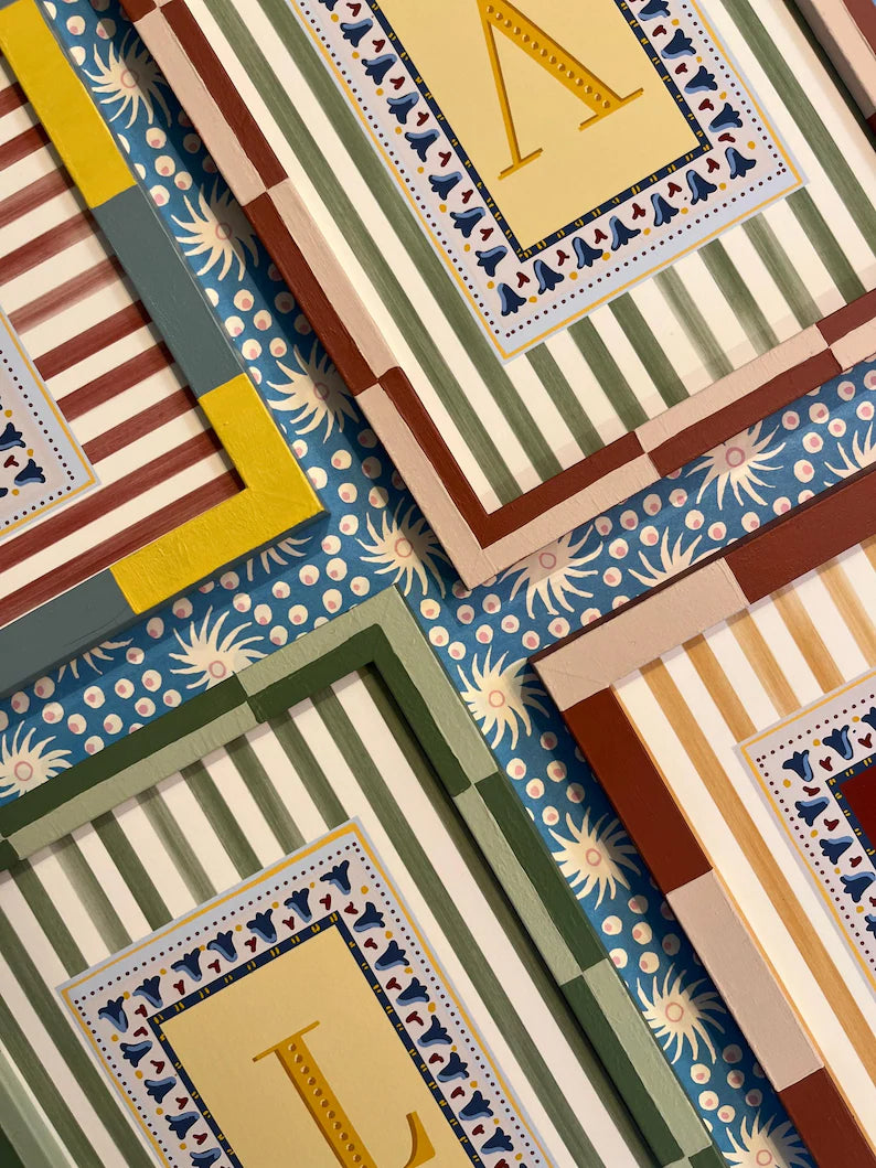 Striped Border Wall Art | Personalised Letter Print | A5 A4 A3 | Personalized Gift