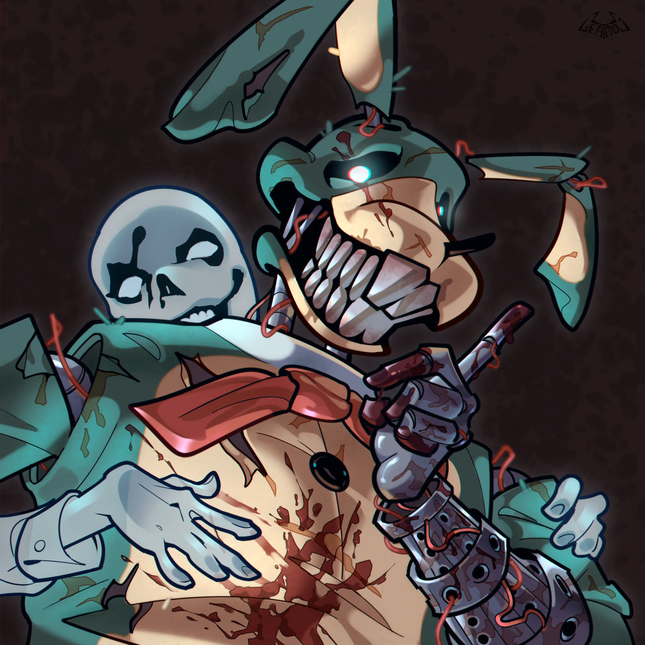 Broken Bunny Nightmare – Dark Animatronic Horror Digital Art Download