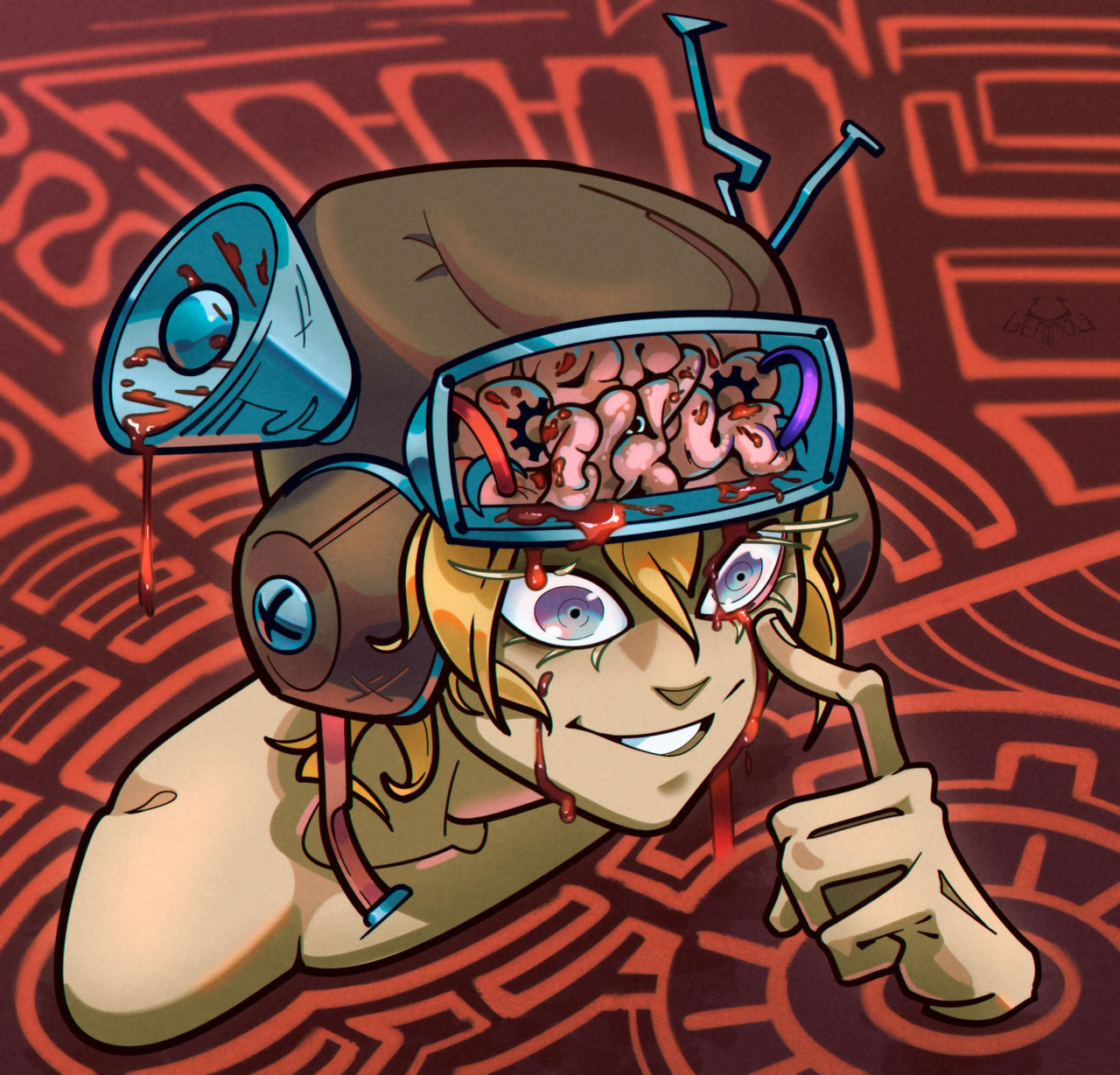 Mind Control Broadcast – Surreal Brain Horror Digital Art Download