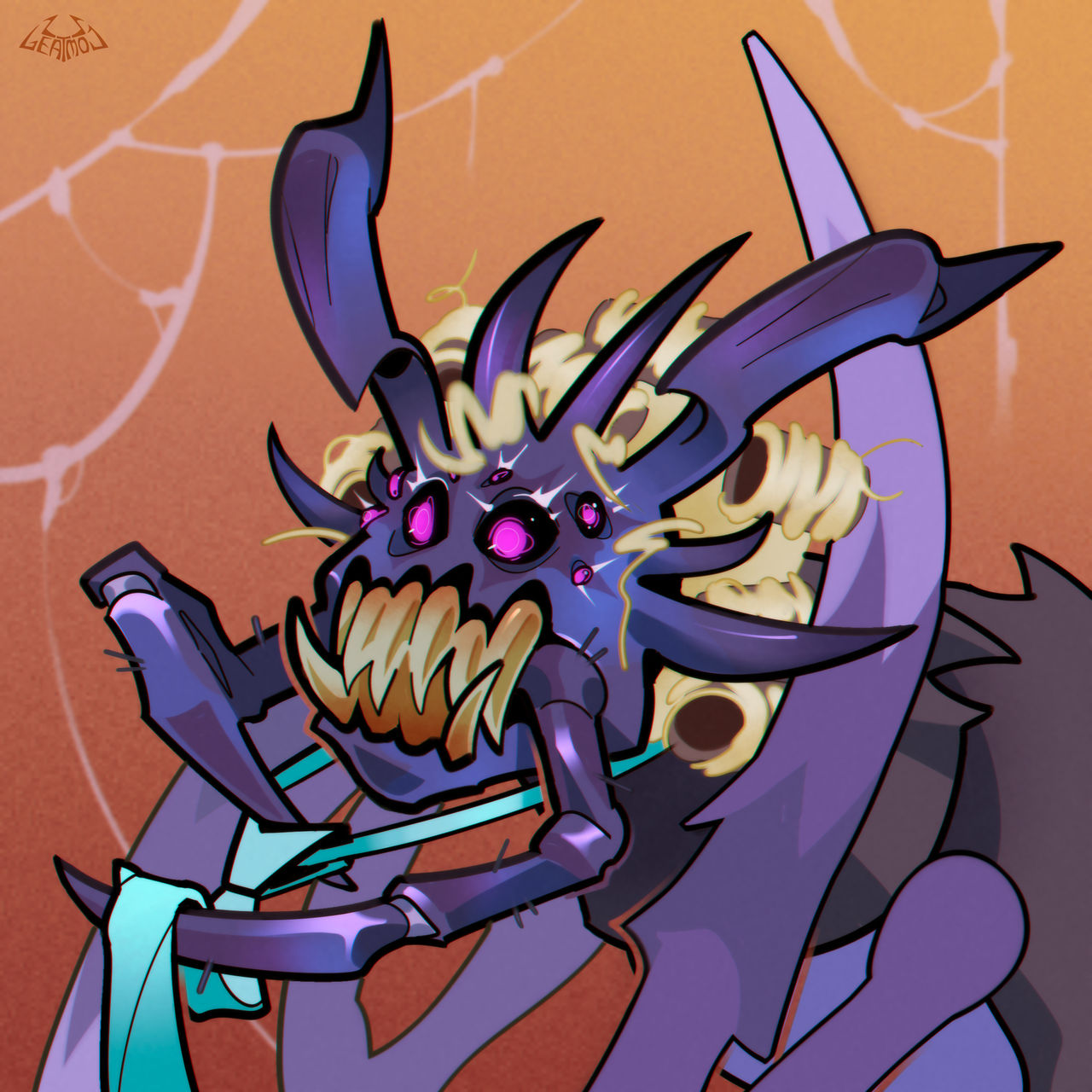 Purple Nightmare Creature – Eldritch Monster Digital Art Download