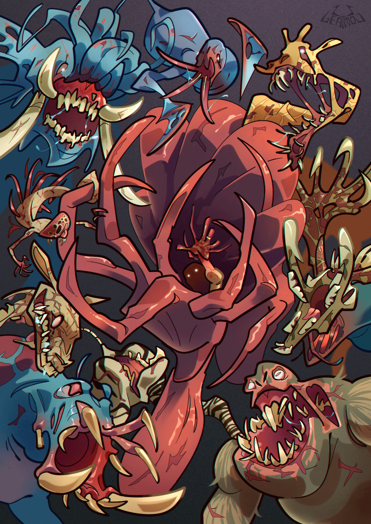 Monster Horde Mayhem – Chaotic Creature Horror Digital Art Download