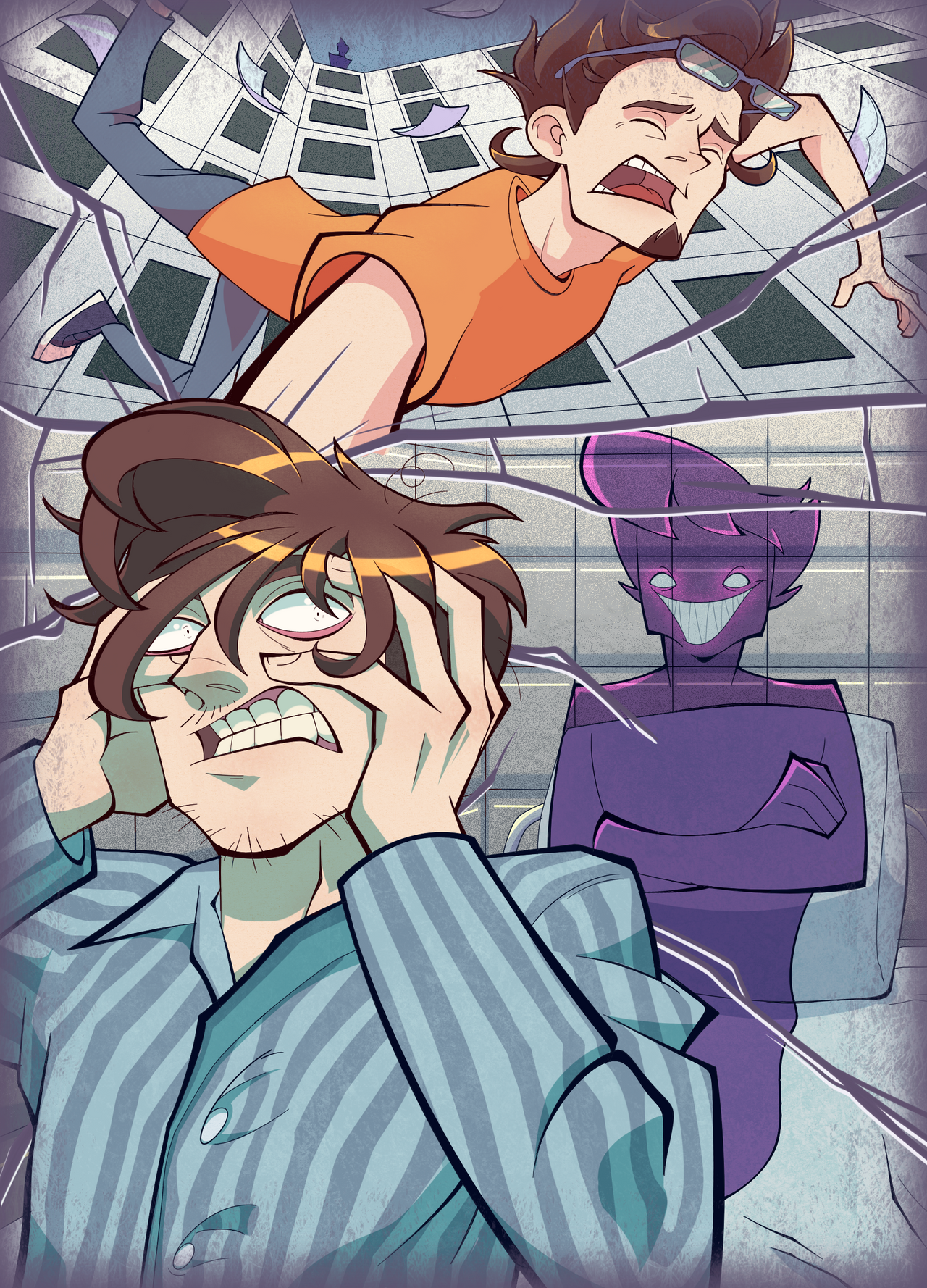 Fractured Mind – Psychological Horror Cartoon Digital Art Download