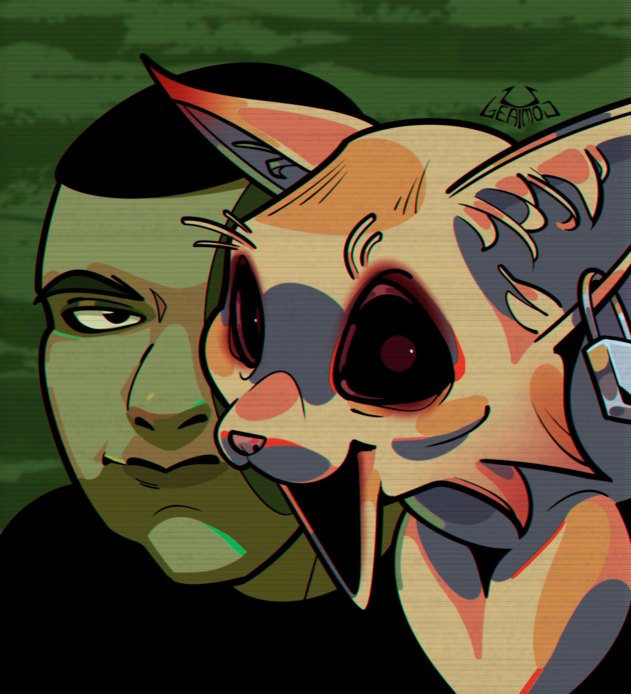 Creepy Animatronic Selfie – Glitch Horror Digital Art Download