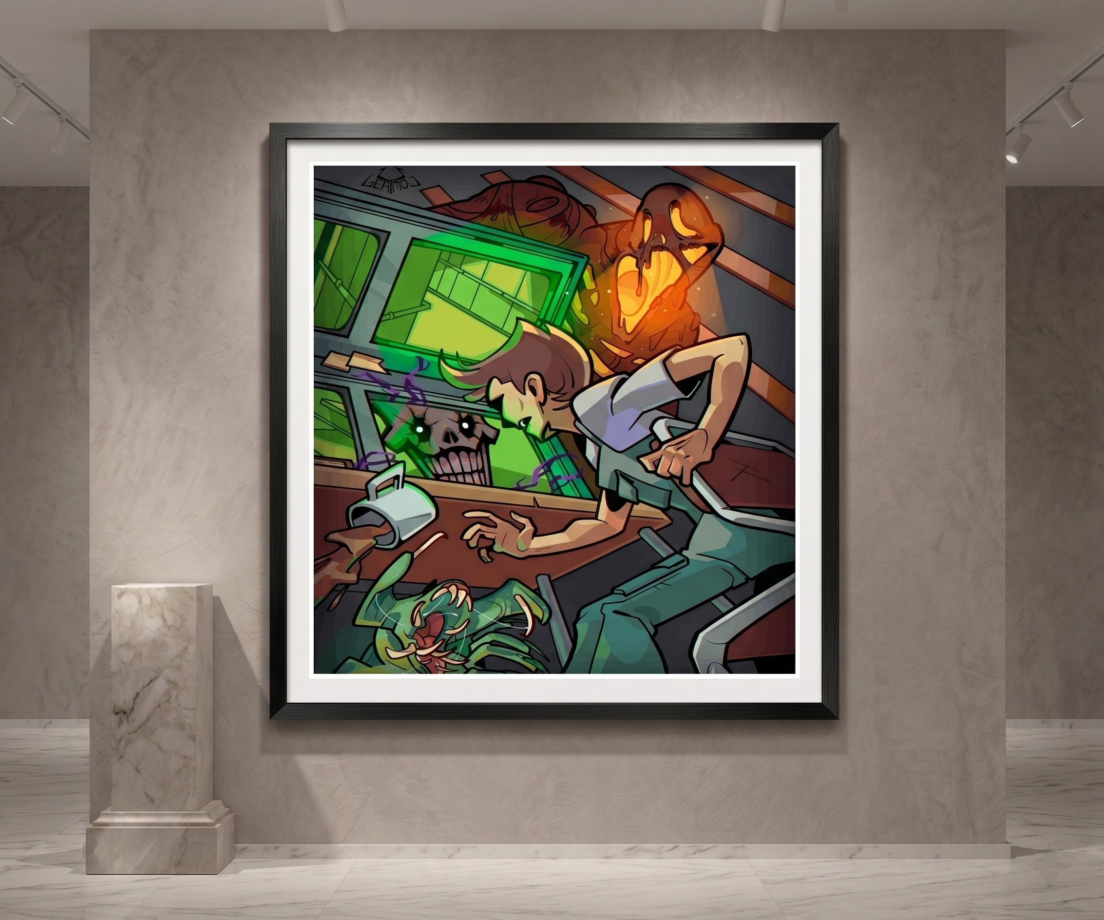 Haunted Train Encounter Poster – Supernatural Horror Wall Art | Ghostly Nightmare Illustration